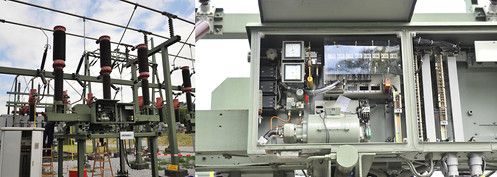 Reparatur an Freiluftschaltgerät Siemens Typ 3AS1, 123kV, Hydraulik wieder in Betrieb gesetzt